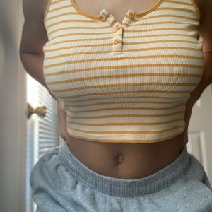 Yellow and white striped tank top
